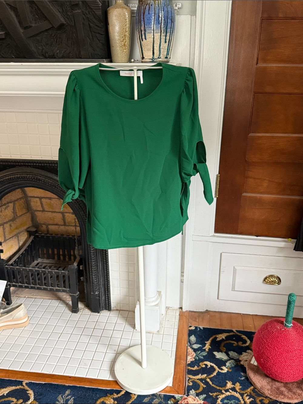 See By Chloe Emerald Green Tie-Sleeve Blouse- worn twice. 249 retail